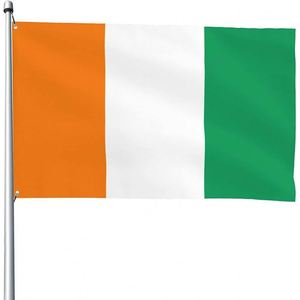 Cote D ivoire งาช้าง Coast FLAG แบนเนอร์โพลีเอสเตอร์สีจางทนต่อการปักสองชั้นสำหรับตกแต่ง