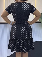 Robe noire imprimée à col rond, nouveau modèle, décontractée, très vendue, pour femmes européennes et américaines, transfrontalière