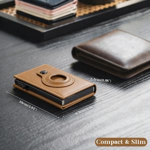 กระเป๋าสตางค์ผู้ชายแบบสั้น หนังไมโครไฟเบอร์สังเคราะห์ ป้องกัน RFID พร้อมช่องใส่ AirTag สำหรับติดตามตำแหน่ง ผลิตตามสั่งจากโรงงาน - Product Image 5