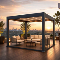 Kit de pergola en aluminium 4x3m avec toit à lames motorisé rétractable, certifié CE, pour jardin, cour, terrasse, abri de vente en gros