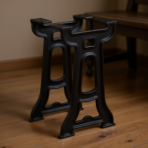 Y-<b>Frame</b> Cast Iron Furniture Legs <b>Black</b> Heavy Duty Industrial Style Bench Legs - Product Image 2