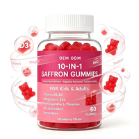 Gummies au Safran 10-en-1 Marque Blanche avec Ashwagandha, L-Théanine, Magnésium et Zinc pour l'Équilibre Hormonal et l'Humeur des Adultes