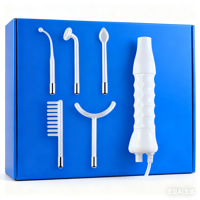 Professional 5-in-1 Handhold Neon Argon Electrode Tip High Frequency Facial Wand Kit Safe Home-Use Tool for Anti-Acne