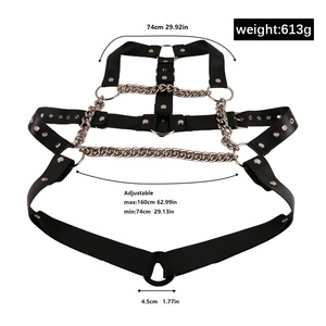 Juego de Bondage de Cuero SM, Correa Ajustable para la Espalda, Cadena, Esposas, Juego de Bondage para Cama, Juguetes de Bondage Masculinos, Venta al Por Mayor - Product Image 2
