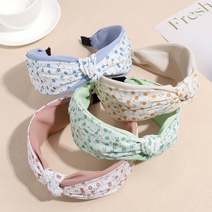 Elegant Floral <b>Headband</b> for Women Wide Fabric Hair Band with Custom Logo Boho Chic Party & Wedding Accessories for Girls - Product Image 1