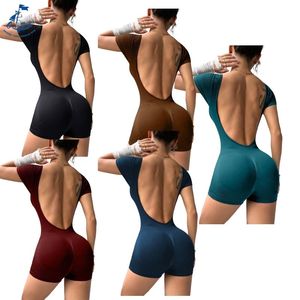 Nuovi Pantaloncini Push-up da Donna, Tuta da Yoga <span class=keywords><strong>a</strong></span> <span class=keywords><strong>Costine</strong></span>, Abbigliamento Sportivo Senza Cuciture, Body con Scollo <span class=keywords><strong>a</strong></span> V Profondo per Palestra e Fitness - Product Image 1