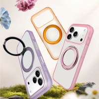 Étui magnétique soyeux au toucher doux avec béquille pour iPhone 17, coque rigide en acrylique anti-rayures avec coussin d'air dissimulé