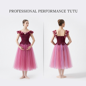 Off-Shoulder Handmade Flower Romantic <b>Ballet</b> <b>Tutu</b> Waltz of the Flowers The Nutcracker Stage Performance Wear Long <b>Ballet</b> Dress - Product Image 2
