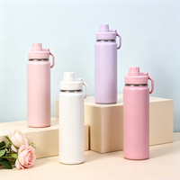 Thermos à double paroi en acier inoxydable de 710 ml, avec revêtement en poudre, pour le sport, le camping en plein air, avec support pour téléphone portable