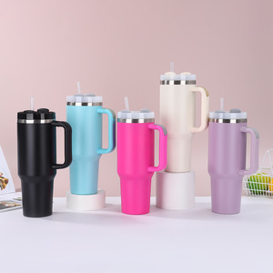 Stainless Steel Tumbler 304 Double Wall Vacuum Insulated With Handle And Straw For Travel Outdoor Sports Office Use - Product Image 1