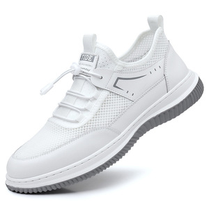 Chaussures de sport respirantes en mesh pour homme Tide, blanches, basses, à bout rond, pour l'été, décontractées, résistantes à l'usure, antidérapantes, à enfiler - Product Image 5