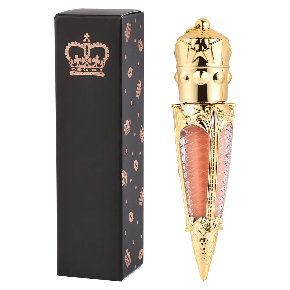 Lápiz labial líquido de etiqueta privada Queen, color dorado, rosa, corona, 5ML, brillo de labios, 45 colores, con caja de regalo, gran oferta