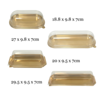 Boîtes à sushi dorées à emporter en gros, plateaux ovales en plastique pour présentation de sushi, boîtes d'emballage jetables pour nigiri assortis avec couvercle