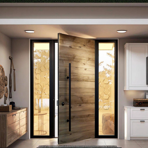 Puerta de Entrada Doble de Madera Sólida, Eficiente Energéticamente, Moderna y Minimalista, Puerta de Entrada para Villa de Lujo, Fabricante - Product Image 5