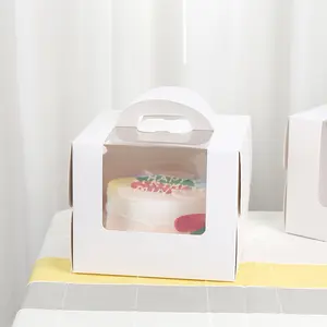 Personalized cake boxes printing packaging folding adjustable white cake display box for guest