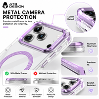 Étui de téléphone antichoc en TPU PC avec logo personnalisé ATB pour iPhone 18 Pro Max, cadre d'objectif en métal, magnétique, anti-jaunissement, coque transparente