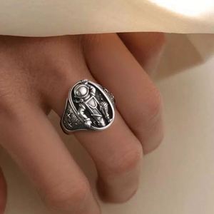 Creative <b>Silver</b> Plated Chunky Couple <b>Ring</b> for Wedding Jewelry Astronaut Robot <b>Ring</b> Valentine's Day Gift Open <b>Adjustable</b> <b>Ring</b> - Product Image 5