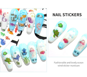 Autocollant 3D pour ongles, décoration, étiquette, série palmier de l'océan, étoile, poisson, navire, Animal de mer, DIY, bricolage, nouvelle collection, été <span class=keywords><strong>2020</strong></span> - Product Image 2