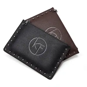 Casual small mini PU leather wallets vintage Men's and Women's Fashion Rivet Clutch slim purse New White Envelope Clutch