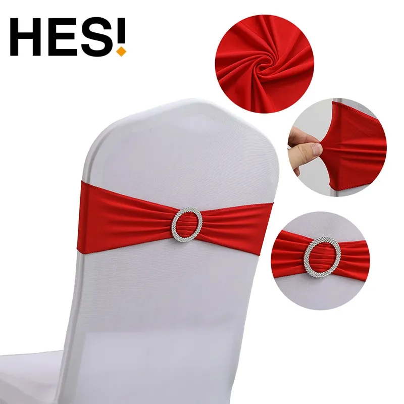 Spandex Hotel Banquet Elastic Chair Cover Band Bow Wedding Decoration Chair Sashes