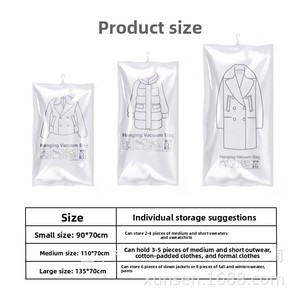 Sac de rangement suspendu <span class=keywords><strong>sous</strong></span> <span class=keywords><strong>vide</strong></span> en PA+PE transparent pour veste et <span class=keywords><strong>manteau</strong></span>, <span class=keywords><strong>housse</strong></span> anti-poussière avec système d'évacuation de l'air pour organiser les vêtements - Product Image 5
