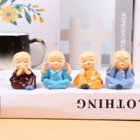 RÉSINE VOITURE TABLEAU DE BORD MAISON TABLE DÉCORATION BUBBLE HEAD MIGNON PAS DE REGARD ÉCOUTER PARLER PENSER DRÔLE KONGFU MOINE STATUES JOUETS CADEAUX