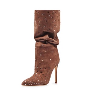 Botines de Moda Occidental para Mujer, de Ante y Cuero, con Plataforma, Tachonados, que Aumentan la Altura, para Invierno - Product Image 5
