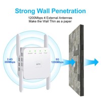 Repetidor WiFi inalámbrico de 2,4 Ghz, 5Ghz, 1200Mbps, enrutador de largo alcance, amplificador de señal y amplificador de red 5G