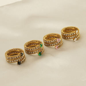 <span class=keywords><strong>2023</strong></span> nouvel acier inoxydable transfrontalier 18K or ensemble zircon <span class=keywords><strong>bague</strong></span> en diamant ins niche design premium sens anneau - Product Image 1