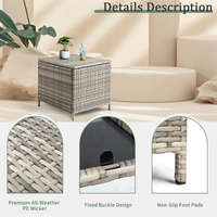 Boîte de rangement multifonctionnelle pour terrasse, table basse latérale en rotin pour patio, balcon et jardin.