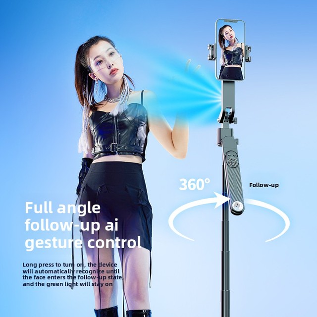 Tripod 1.8M Gimbal Stabilizer Smart AI Phone Selfie Stick Auto Face Tracking Flash Light 360 Rotation Wireless Remote Live
