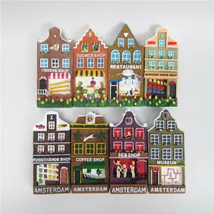 Custom Hars Uv Printing Of Handverf 3d Koelkast Magneet Nederlands Souvenir Tulpenhuis Amsterdam Winkel Nederland Magneten