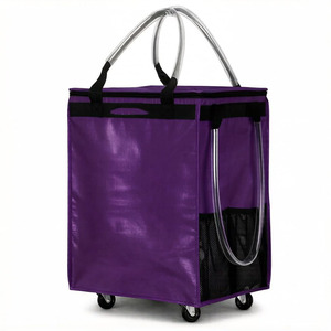 Chariot de courses pliable en polypropylène réutilisable avec roues et poignée télescopique, sac de courses type sac à main, vente en gros directe usine - Product Image 1