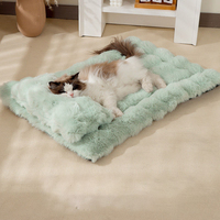 Lit pour chien et chat en fourrure de lapin, grand, moelleux, doux, chaud, anti-rayures, lavable, design luxueux, vente en gros d'usine