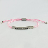 Bracelets en tube gravés en acier inoxydable en gros, plaqués or et argent, bracelets à cordon réglables unisexes