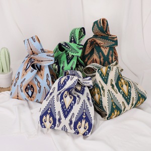 Sac en tissu à motifs irisés soigneusement sélectionné, sac fourre-tout tricoté, pochette, sac de shopping, simplicité urbaine, vertical - Product Image 2