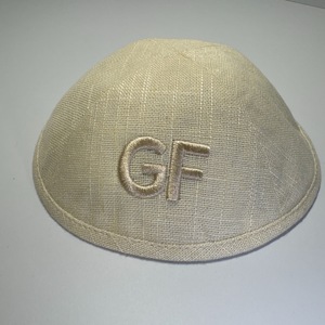 كيباه من الكتان مع حواف من الساتان أو ليبرتي، تطريز مخصص بالكامل، كيبوت من الكتان والقطن مخصص للشركات والفعاليات - Product Image 1