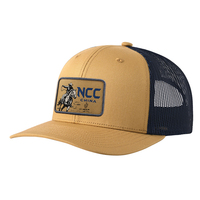 Casquette de camionneur Western Cowboy en poly-coton avec dos en maille, fermeture snapback, 6 panneaux, logo personnalisé, patch brodé, style vintage