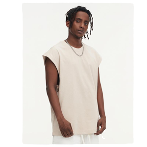 Gilet pour homme surdimensionné de style sport urbain d'été, personnalisé en usine, 230 g/m², 100 % coton tricoté, impression en relief, broderie 3D - Product Image 1