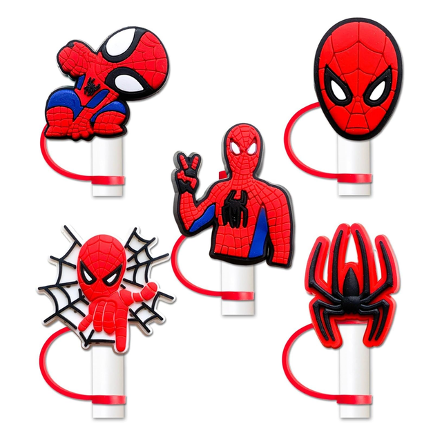 10mm Custom 30&40 Oz Tumbler Cups Accessories Cute Superhero Drinking Straw Cover Cap Hero Spider Man Straw Topper