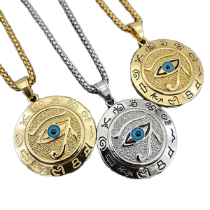 Collar largo religioso <span class=keywords><strong>egipcio</strong></span> de acero inoxidable, colgante de <span class=keywords><strong>ojo</strong></span> de Ra Horus Udjat, <span class=keywords><strong>amuleto</strong></span> Wicca para fiesta de aniversario de boda - Product Image 1