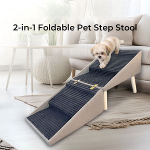 Escabeau convertible 2-en-1 pour animaux de compagnie, rampe pliable pour chiens et chats, design gain de place - Product Image 2