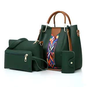 Italyan sıcak satış tasarım tms Wanita Set Borse Donna bayanlar deri 4 Pcs içinde 1 çanta seti