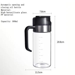 Vetro borosilicato alto 500ml apertura automatica e chiusura bottiglia olio 2 in 1 olio d'oliva - Product Image 2