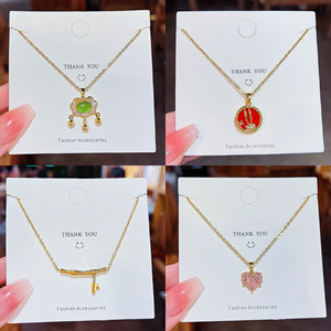 Collar RINHOO de Acero Inoxidable 316L, Chapado en Oro de 18K, con Colgante de Mariposa, <span class=keywords><strong>Luna</strong></span> y Corazón con Circonitas, para Mujer, Regalo, Joyería, Accesorios - Product Image 4