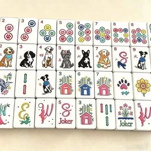 Nuevo y Exclusivo Juego de Fichas de Mahjong Americano de Lujo con Diseño de Perrito Acrílico de <span class=keywords><strong>Tres</strong></span> Capas Azul, el Mejor - Product Image 4
