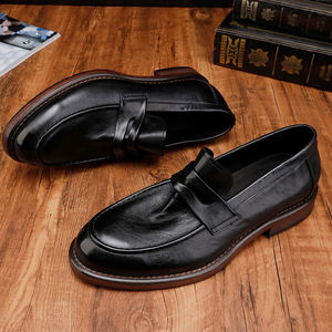 Nuevos hombres lavados Retro estilo británico moda tendencia Slip on <span class=keywords><strong>mocasines</strong></span> hechos a mano cabeza cuero genuino capa superior zapatos de cuero de vaca - Product Image 3
