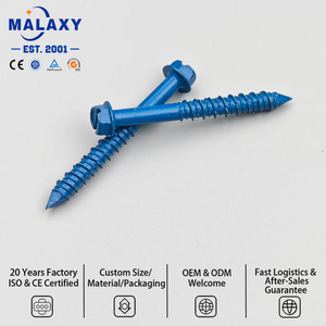 MALAXY Stock suffisant Vis à béton OEM en acier au carbone, à tête hexagonale fendue, double filetage, pour fixation murale, bleue - Product Image 1