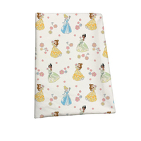 Outlet Pabrik Banyak Putri Kartun Desain Cetak Digital 150gsm Quilting 100% Kain Katun untuk Pakaian Poplin