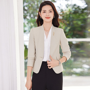 Women's Collarless Blazer Slim Fit Long Sleeve Professional Attire For Commute Polyester Fabric 9715hzy - Product Image 4